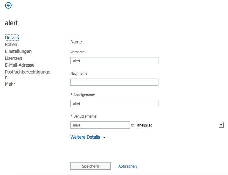 Office365 Benutzerubersicht
