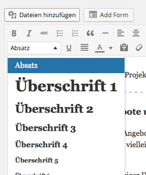 wordpress ueberschrift wahlen